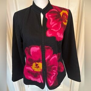 Scott Taylor Petite Open Front Beautiful Floral Print Jacket/cardigan LARGE P